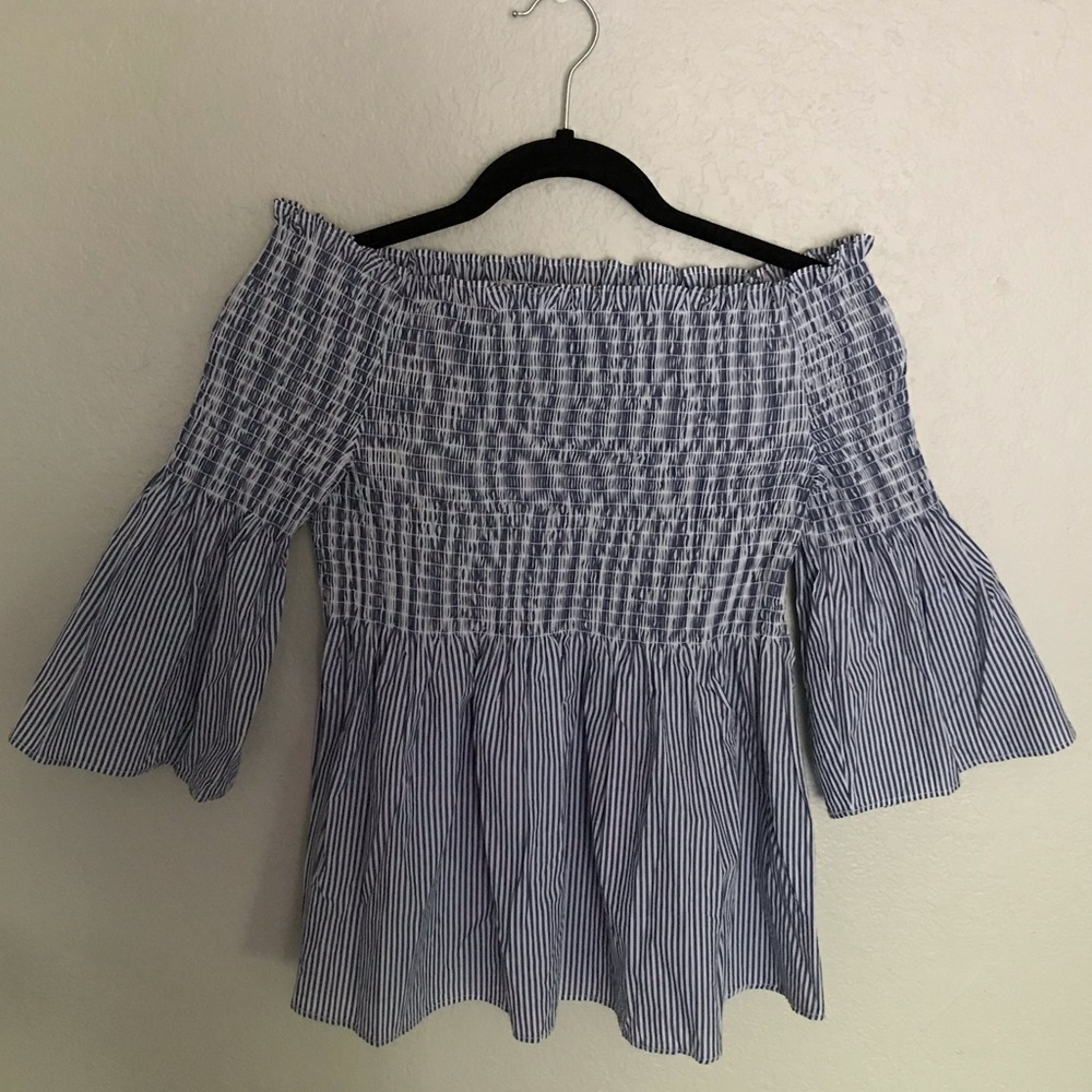Zara off the shoulder bell sleeve top